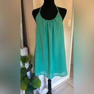 Sleeveless Halter Mint Green Chiffon Dress